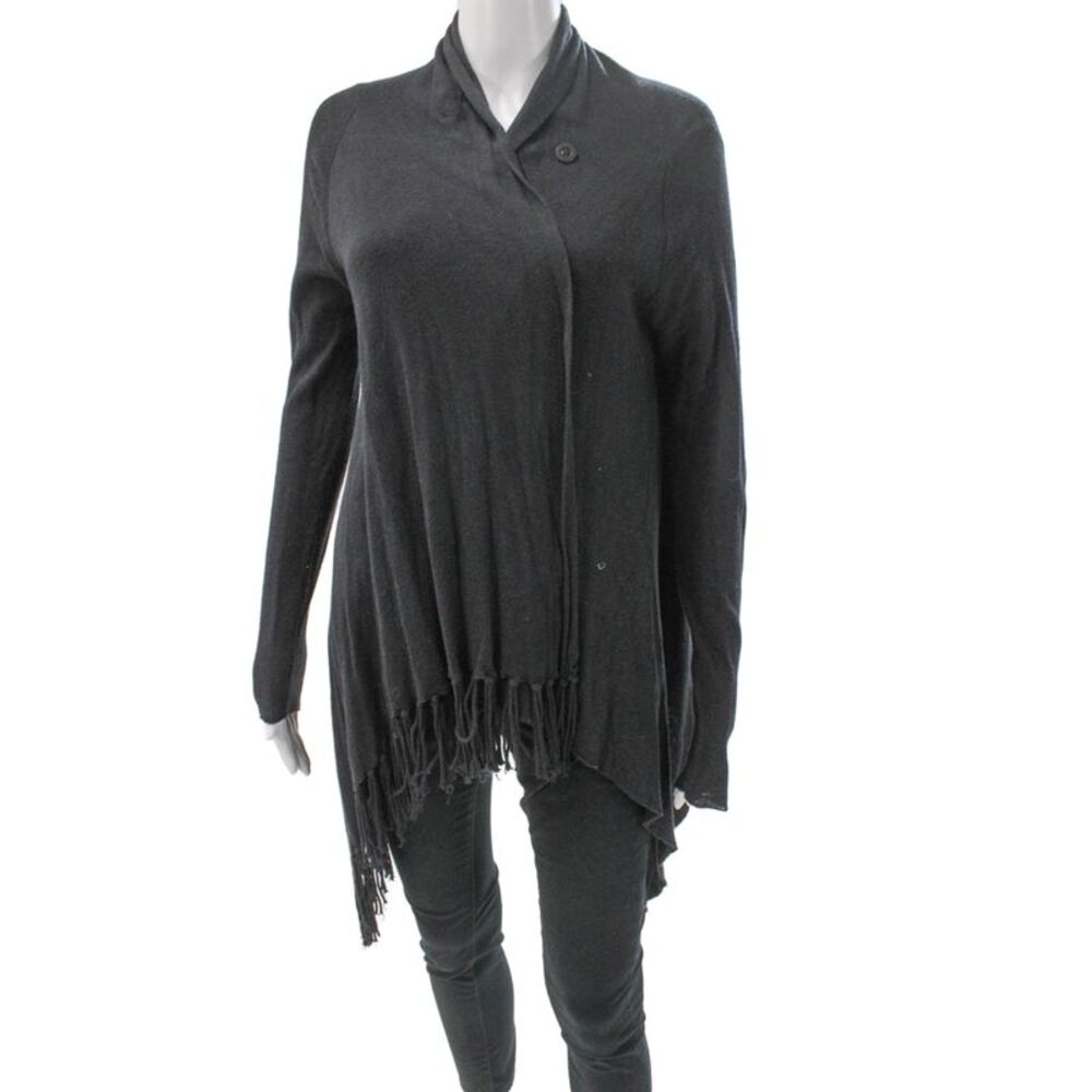 Generation Love Women Gray Collared Cotton Cardigan Long Sleeve Size M